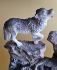 Howling And Sitting Wolf Miniature Figurine Collectible Mountain Wildlife