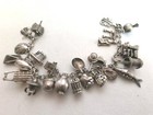 Antique Chinese Oriental Souvenir Sterling Silver Movable 25 Charms Bracelet