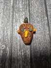 Ancient Style Phoenician Mosaic Glass Face Amulet Pendant  21mmx29mm 