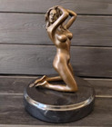 Vintage Bronze Sculpture Statue Woman Hand Nude Marble Deco J b Rare