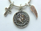 Saint Christopyher Angel Wing Cross Charm Key Chain Clip For Purse Backpack Fob