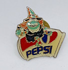 Vintage Pepsi Cola Witch Halloween Lapel Pin Soda Can Adverting Blue Red