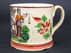 Antique Staffordshire Pearlware Mug Cup Beaker Odd Fellows Upon My Honor Skull