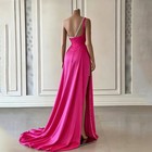 Pink Satin Evening Dress Sweetheart With Beadings Floor-length Party Prom Dress