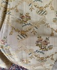 Antique 19thc French Le Manach Floral Silk Brocade Fabric   Blue Apricot Tan