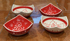 El Titi Spain Ceramica Tapas Trinket Christmas Bowls Red White Lot Set 4 Euc