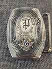 Vintage Belt Buckle Hickok Masonic Free Mason Sterling Monogram  p 