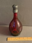 Vintage Red Cranberry Glass Silvertone Nouveau Cork Stopper Decanter Bottle