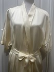 Vtg Delicates Jcpenney 100  Silk Robe Xl Ivory White Kimono Wrap Satin 9106