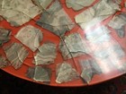 Mid Century Modern Shellacked Geode Orange Round Coffee Table Vtg Rare 30 X 13    