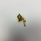 American Flag Tie Tack Lapel Pin W  Faux Pearl Safety Chain Gold Plated