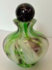 Green  White And Purple Swirl Art Glass Perfume Bottle With Lid