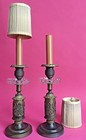 Antique 19c Pair French  Empire Ormolu Candle Holders Electrified Bronze brass
