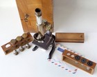 1911 Antique Brass Microscope E  Leitz  Wetzlar W  3 Objectives 3 Eyepieces Box