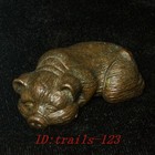 Old Collection Chinese Bronze Carved Pig Statue Desk Decoration Paperweight Gift