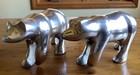 Cast Aluminum Polished Silver Set Of 2 Polar Bear Sculptures