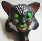 Vintage Fun World Halloween Black Rubber Cat Plastic Horn 1950s Noisemaker Toy
