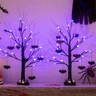  Halloween Decorations  2ft Black Halloween Tree With 24inch   2 Purple Lights