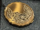 Vtg Stratton England Mirrored Goldtone Floral Powder Compact  3-3 8  D 