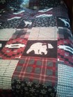 King Quilt Shams Set Rustic Patchwork Black Red Plaid Bear Moose Cabin Christmas