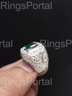 Men s Genuine Green Emerald Ring     Solid 925 Sterling Silver