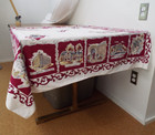 Vintage Jazz New Orleans Souvenir Square Tablecloth 47x47 City Buildings Maroon