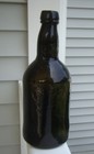 Antique 1840 s- 1850 s 3-piece Mold 9-5 8  Black Glass Sand Pontil Liquor Bottle
