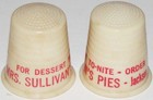 Vintage Thimble Mrs Sullivans Pies Jackson Tennessee Unused New Old Stock N-mint