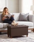 30 Inches Storage Ottoman Bench With Wooden Legs  Faux Leather Folding Ottoma   