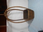 Large Vintage Hand Woven Wicker Rattan Hanging Planter Basket 9 X 9 X 24 In -w84