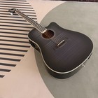 Fojill 41  Dreadnought Cut Acoustic Electric Guitar Black Flame Maple Veneer Eq