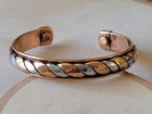 Pure Copper Magnetic Bracelet Arthritis Pain Energy Therapy Cuff Two Tone Twist