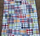 Pottery Barn Kids Crib Madras Quilt Multi Plaid Patchwork Cotton 36x48   
