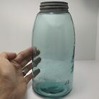 Rare Vintage Ball Mason Aqua Jar With Bubbles 2 Quart Jar   Antique
