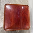 Vintage Asian Red Lacquer  Wood Carved Footed Tea Tray 15 5   x8   