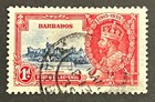 Travelstamps  1935 Barbados Stamp Sg 241  1d Kgv Silver Jubilee Used Handstamped