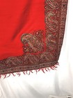 Antique Paisley Shawl Throw Woven Red 51 X 51 Inches W fringe Wool Silk 1800s