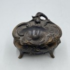 Vtg Small Jewelry Casket Trinket Dresser Box Ornate Art Deco 1930 s Metal