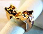 Vintage Bronze Enamel Milor Itlay Cat Leaopard Ocelot Ring Size 6 5