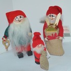 Vintage  Ljungstroms Swedish Tomte Gnome Handmade Wood Xmas 3pc Set New