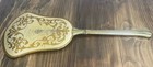 Gold Tone Vintage Handheld Vanity Mirror Floral Back  13   x5 5   