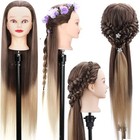 Training Head Long Soft Hair Hairdressing Styling Mannequin Head Hat Display Hr6