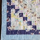 Handmade Flannel Baby Blanket Tied Blue Quilt  39  X 31  Vintage Winter Weight