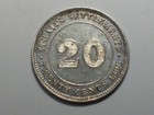 Silver 1896 Straits Settlements 20 Cents  Km 12   Au    Sn6800
