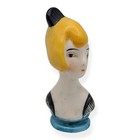 Vintage 1920s Pin Cushion Doll Head Art Deco Flapper Lady Marked Bavaria Germany