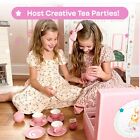 Tea Set For Little Girls - 14-piece Porcelain Tea Party Set - Childs Pink Tea   