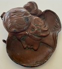 Antique Art Nouveau Inkwell Cast Metal Original Patina