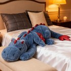 Giant 50in 3lb Big Blue Dragon Large Stuffed Animal Cute Toy Fuzzy Jumbo Pillow