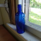 1860s Rare Cobalt Blue 3 Pc Mold Blown Cylinder Ink Bottle With Applied Lip