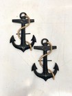 Set Of 2 Small Nautical Anchors Vintage Industrial Ship Cargo Replica D  cor Wall